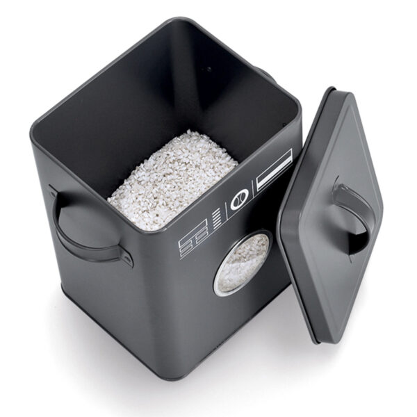 Zeller Wasmiddel/tablet bewaarblik - metaal - antraciet - deksel met handvat - 18 x 15 x 23 cm